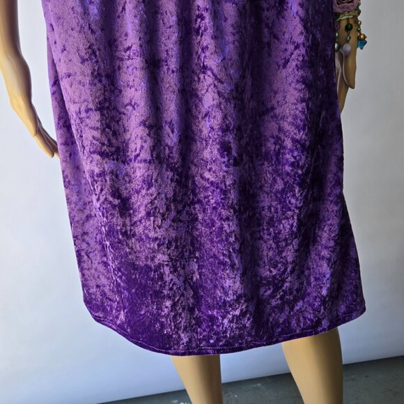 Boho Purple Velvet A-Line Skirt Vintage-Style Midi Length Purple Skirt - Picture 3 of 8